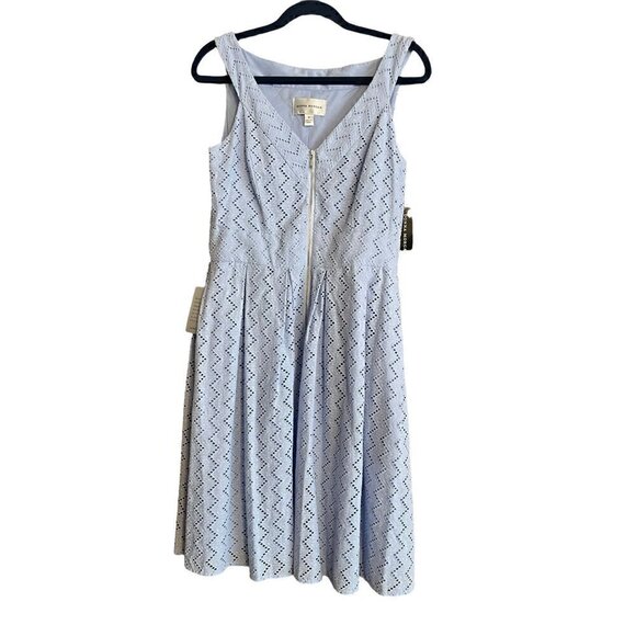 Donna Morgan Light Blue Sleeveless Fit and Flare Dress. Size 8, Eyelets - Picture 1 of 7
